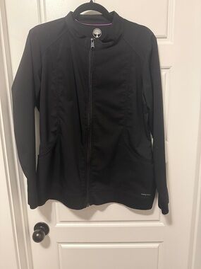 Healing Hands Black Women's Zip-Front Scrub Jacket